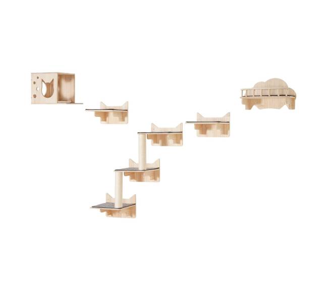 Pakabinamos lentynos katėms su šokinėjimo platformomis9