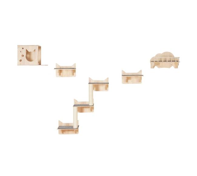 Pakabinamos lentynos katėms su šokinėjimo platformomis10