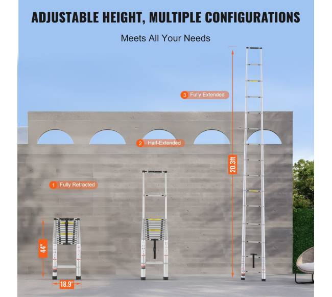 Teleskopinė kopėčios 6.2 m su daugiakartiniu užtraukimu5