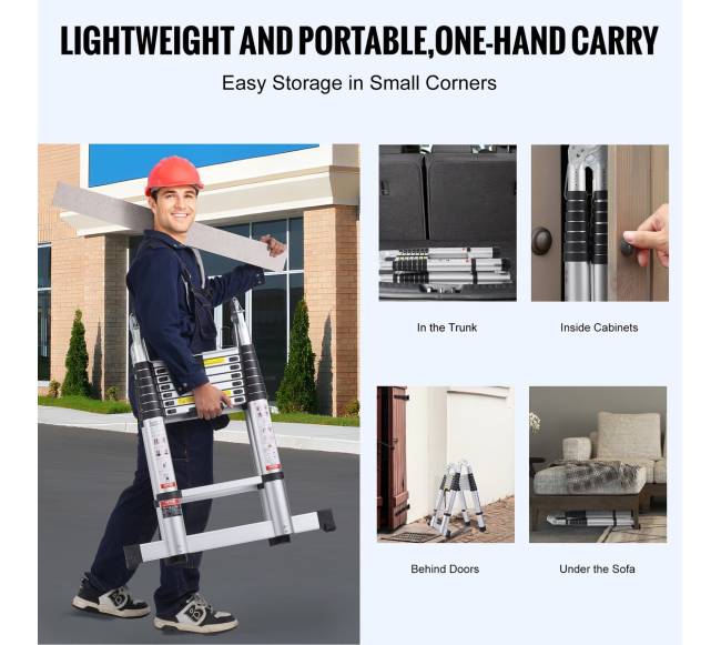 Teleskopinės kopėčios su stabilizatoriumi RV4