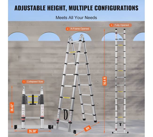 Teleskopinės kopėčios su stabilizatoriumi RV5