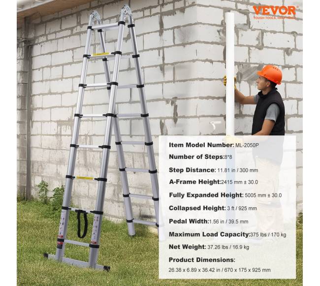 Teleskopinės kopėčios su stabilizatoriumi RV6