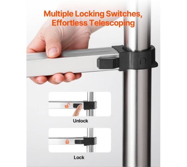 Teleskopinės nerūdijančio plieno kopėčios 5 m3