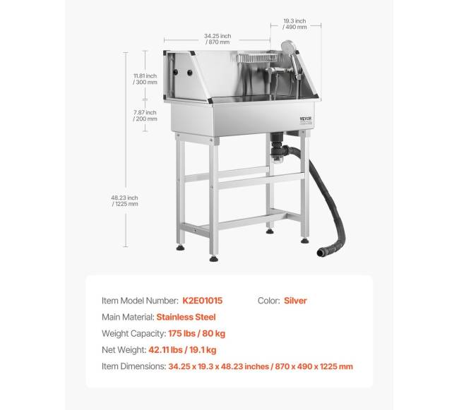 86.4 cm plieninė šunų maudymo vonia su čiaupu6