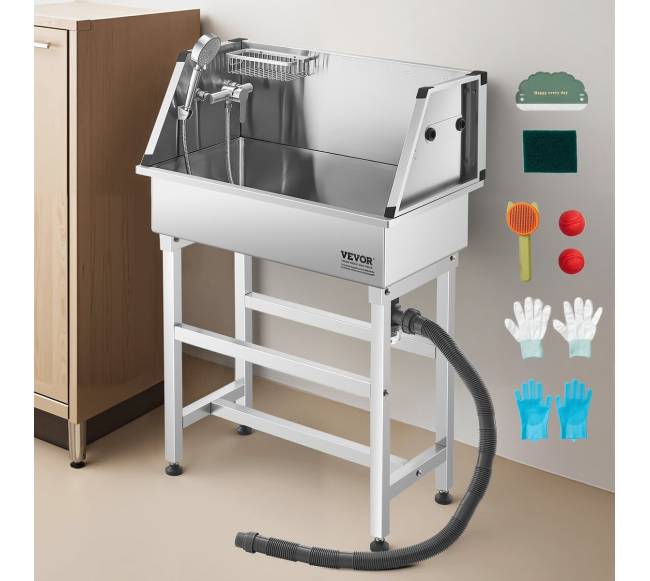 86.4 cm plieninė šunų maudymo vonia su čiaupu7