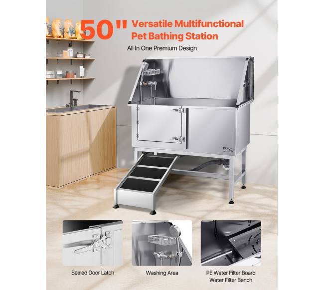 127 cm šunų prausimo vonia su rampa1