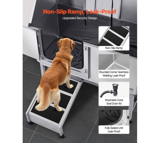 127 cm šunų prausimo vonia su rampa2