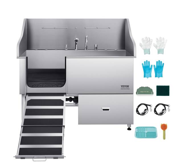 155 cm šunų vonia iš nerūdijančio plieno su rampa8