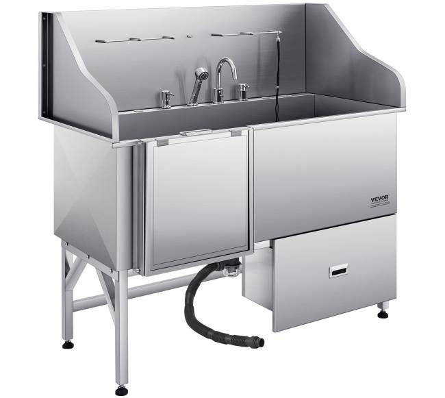 155 cm šunų vonia iš nerūdijančio plieno su rampa10