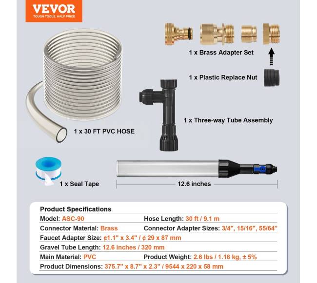 Akvariumo žvyro valymo siurblys su PVC žarna6