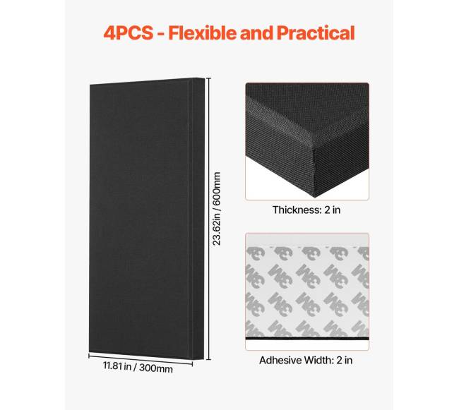 akustinės sienų plokštės, 4 vnt, juodos5