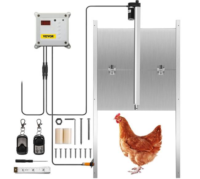 Automatinės vištidės durys su laiko ir šviesos jutikliais0