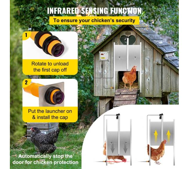 Automatinės vištidės durys su laiko ir šviesos jutikliais3