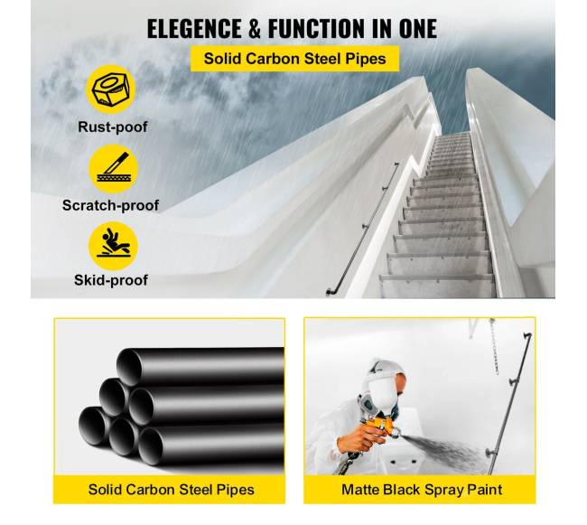 Laiptų turėklas iš plieno, 2.7 m2