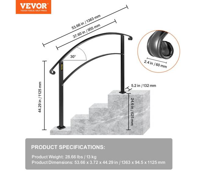 Reguliuojama laiptų turėklų perdanginė rankena 4 žingsniams6