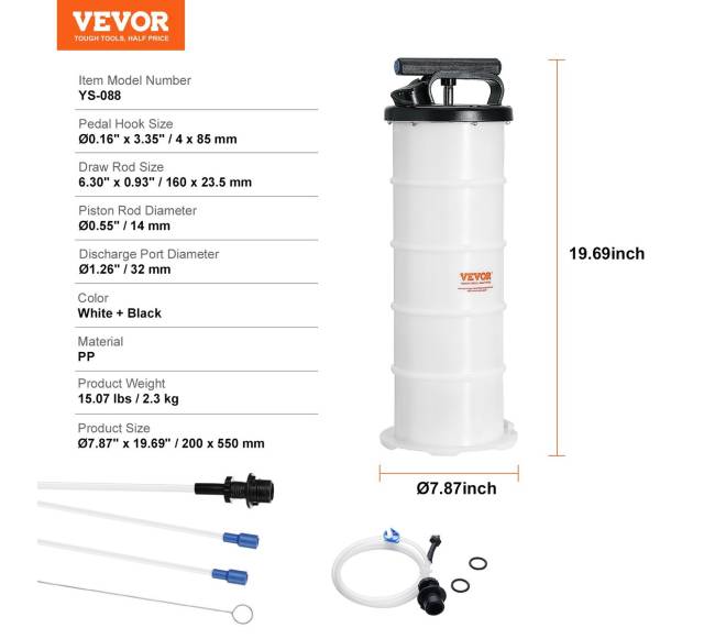 6.5 litrų rankinis skysčių ištraukiklis6