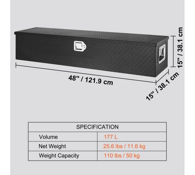 1219x381mm aliuminio įrankių dėžė sunkvežimiui6