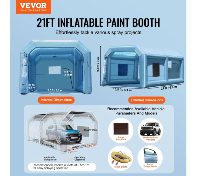 Pripučiamas dažymo paviljonas 6.4 x 4.1 m1