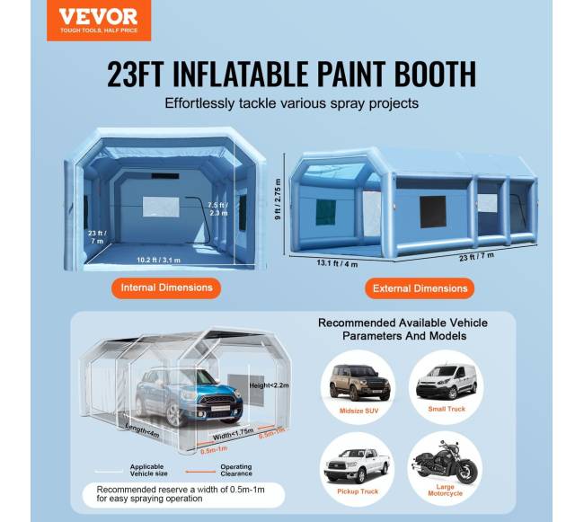 Pripučiama dažų kamera, 7 x 4 x 2.75 m1