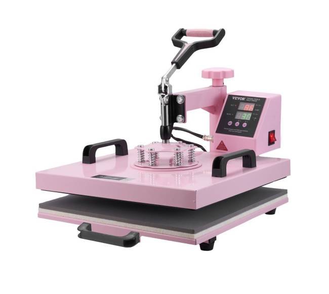 Termopreso mašina 15x15 cm 8 in 1 su 850 ml presu marškinėliams rožinė0