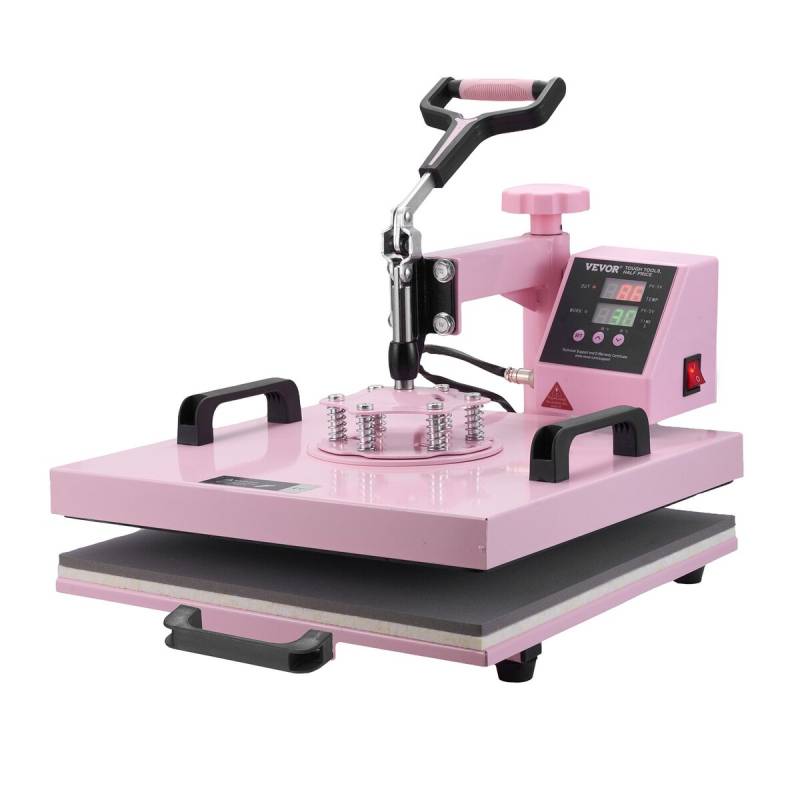 Termopreso mašina 15x15 cm 8 in 1 su 850 ml presu marškinėliams rožinė0