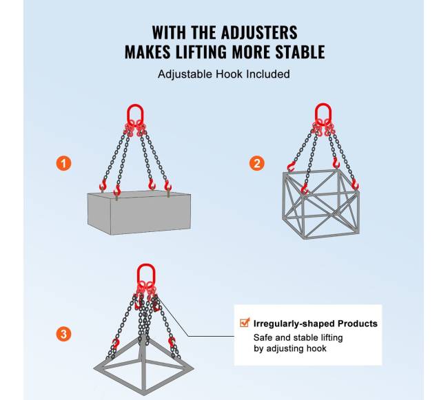 4 dalių G80 kėlimui skirta grandinė su kabliais3