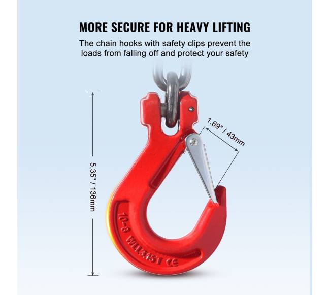 4 dalių G80 kėlimui skirta grandinė su kabliais4
