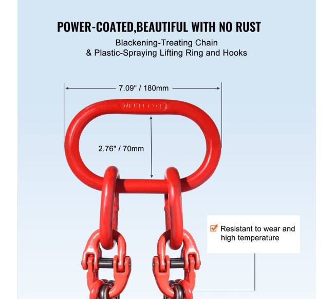 4 dalių G80 kėlimui skirta grandinė su kabliais5