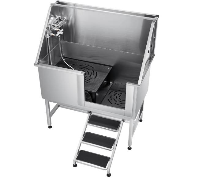 127 cm šunų vonia iš nerūdijančio plieno su laiptais0