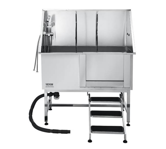 127 cm šunų vonia iš nerūdijančio plieno su laiptais8