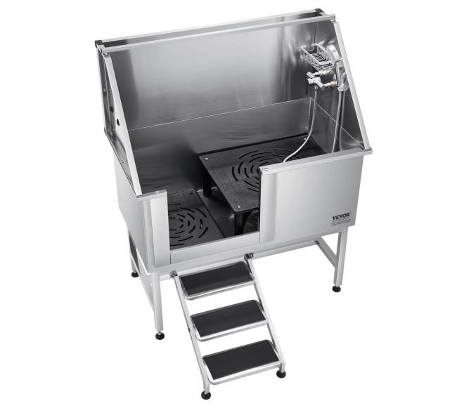 127 cm šunų vonia iš nerūdijančio plieno su laiptais9