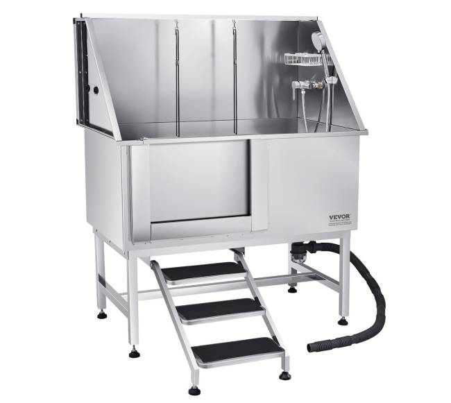 127 cm šunų vonia iš nerūdijančio plieno su laiptais10