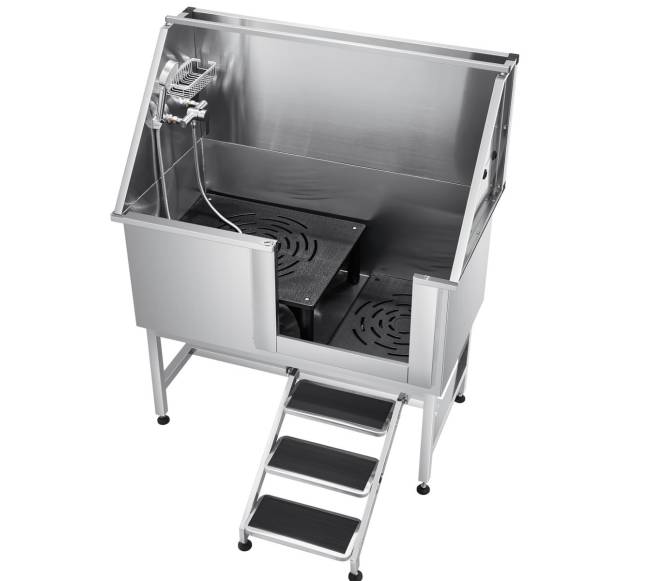 127 cm nerūd. plieno šunų vonia su laiptais0