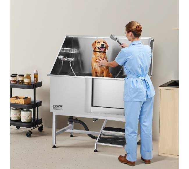 127 cm nerūd. plieno šunų vonia su laiptais7