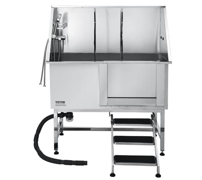 127 cm nerūd. plieno šunų vonia su laiptais8