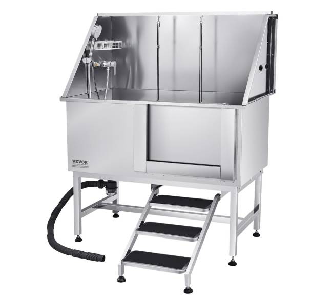 127 cm nerūd. plieno šunų vonia su laiptais10