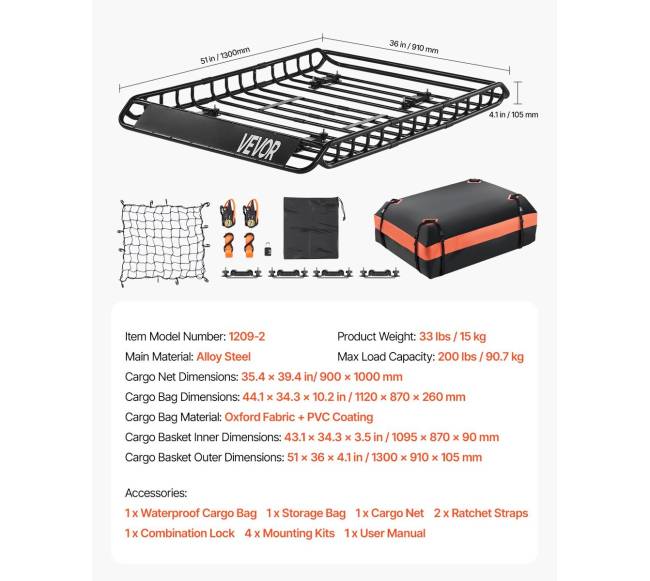 Stogo bagažinės krepšys 130 x 91 x 10.5 cm6