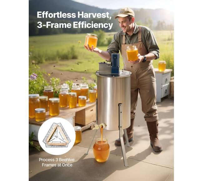 Elektrinis medaus ekstraktorius su 3 rėmais1