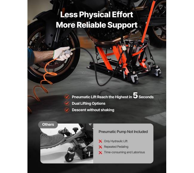 1500 kg hidraulinis ir pneumatinis motociklo keltuvas1