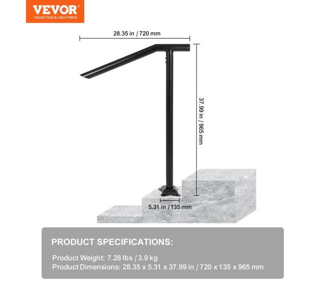 juodas plieninis turėklas 1-3 laipteliams6