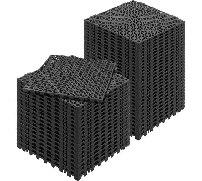 Modulinės tarpusavyje sujungiančios grindų plytelės, juodos0