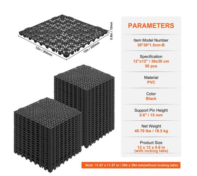 Modulinės tarpusavyje sujungiančios grindų plytelės, juodos6