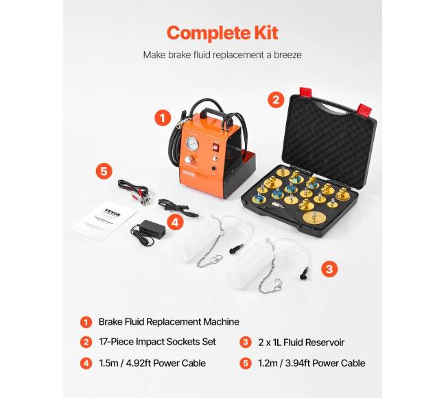 220V elektrinis stabdžių skysčio adapterio rinkinys6