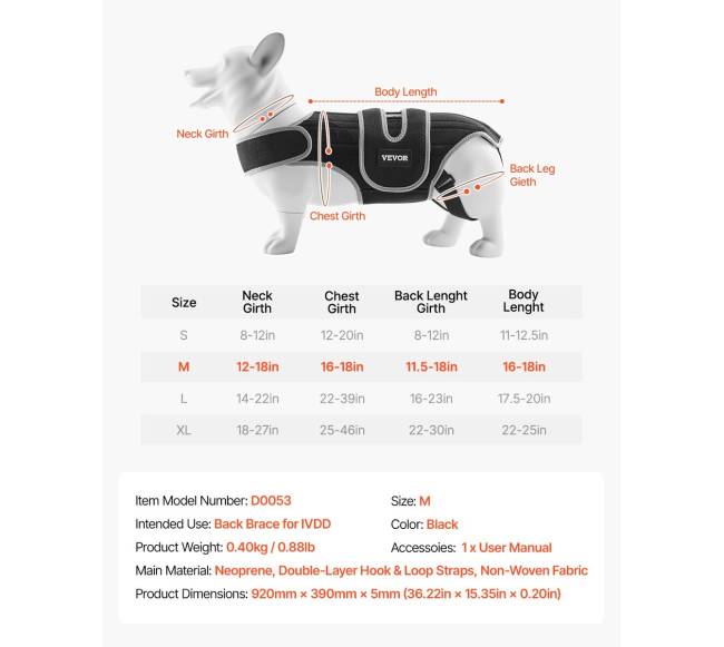 Reguliuojamas šuns nugaros diržas IVDD palengvinimui6