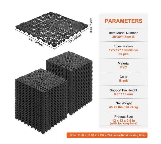 Modulinės jungiamosios grindys, 55 vnt. juoda6