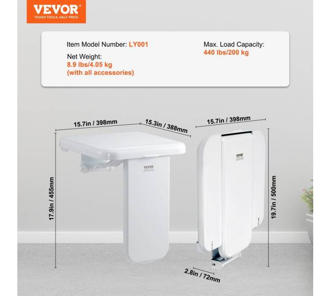 Sulankstoma ABS dušo sėdynė 40x42 cm6