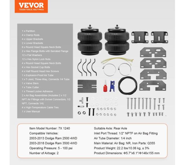 Oro pagalvių pakabos komplektas Dodge Ram6