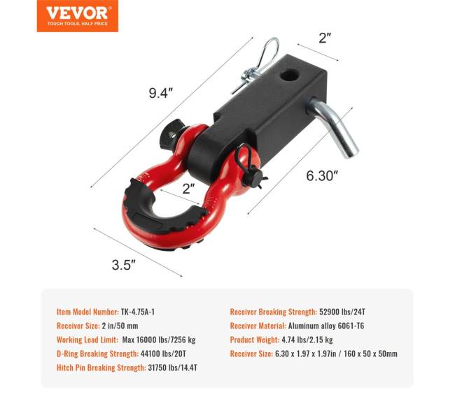 2 colių vilkimo grandinės tvirtinimo recovery detalė6