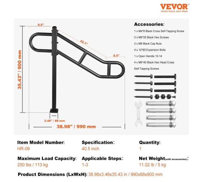 Lauko laiptų turėklas 1-3 žingsniams6