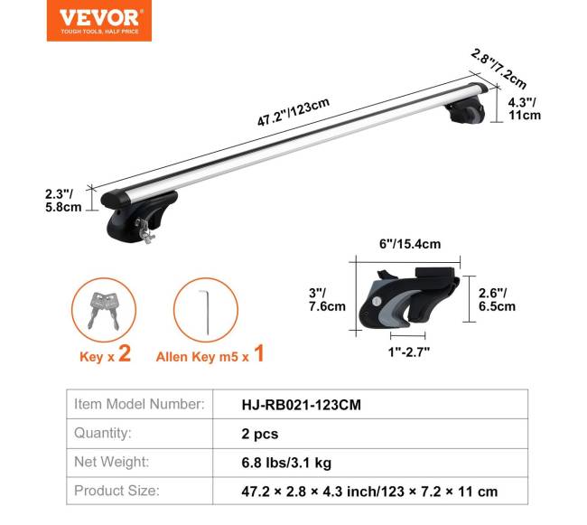 Universalios stogo bagažinės skersinis 123 cm ilgio6